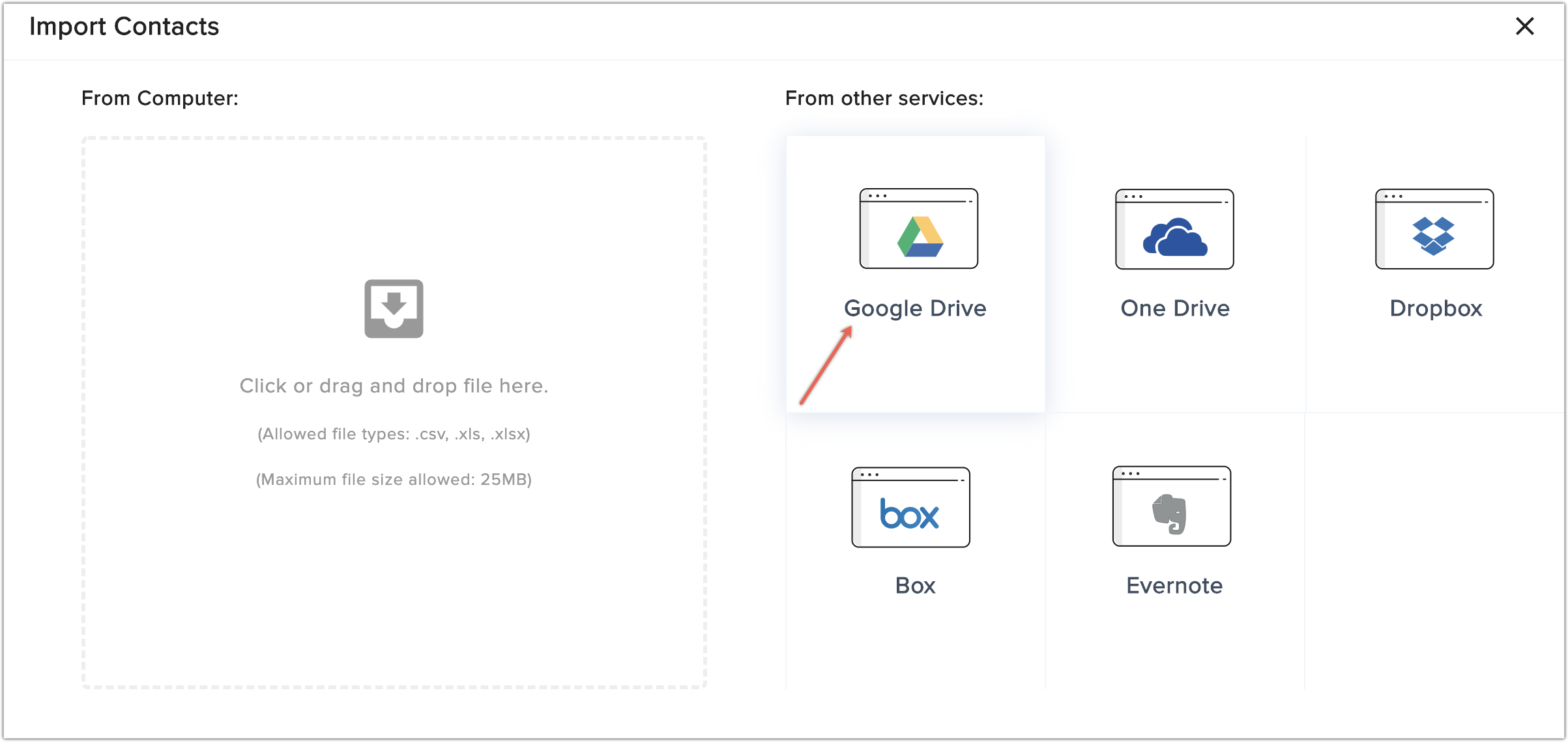 import from google drive