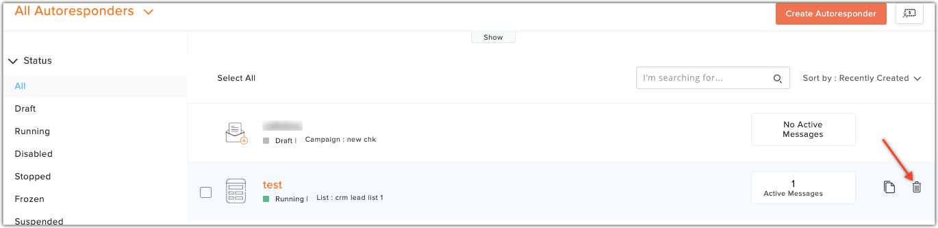 delete autoresponder