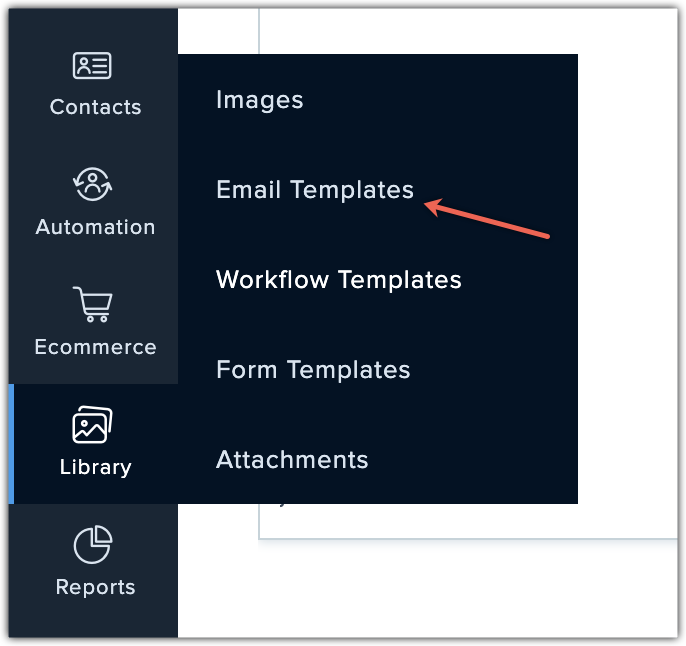 email templates menu