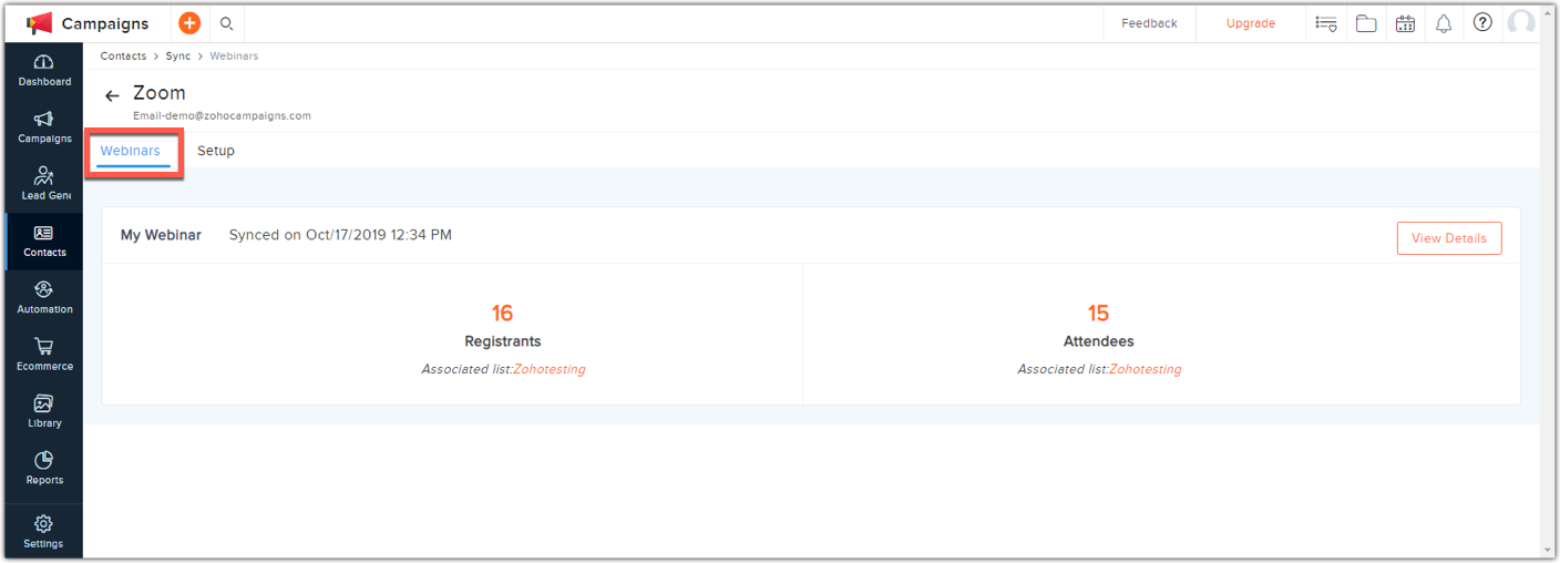 View Zoom webinar details