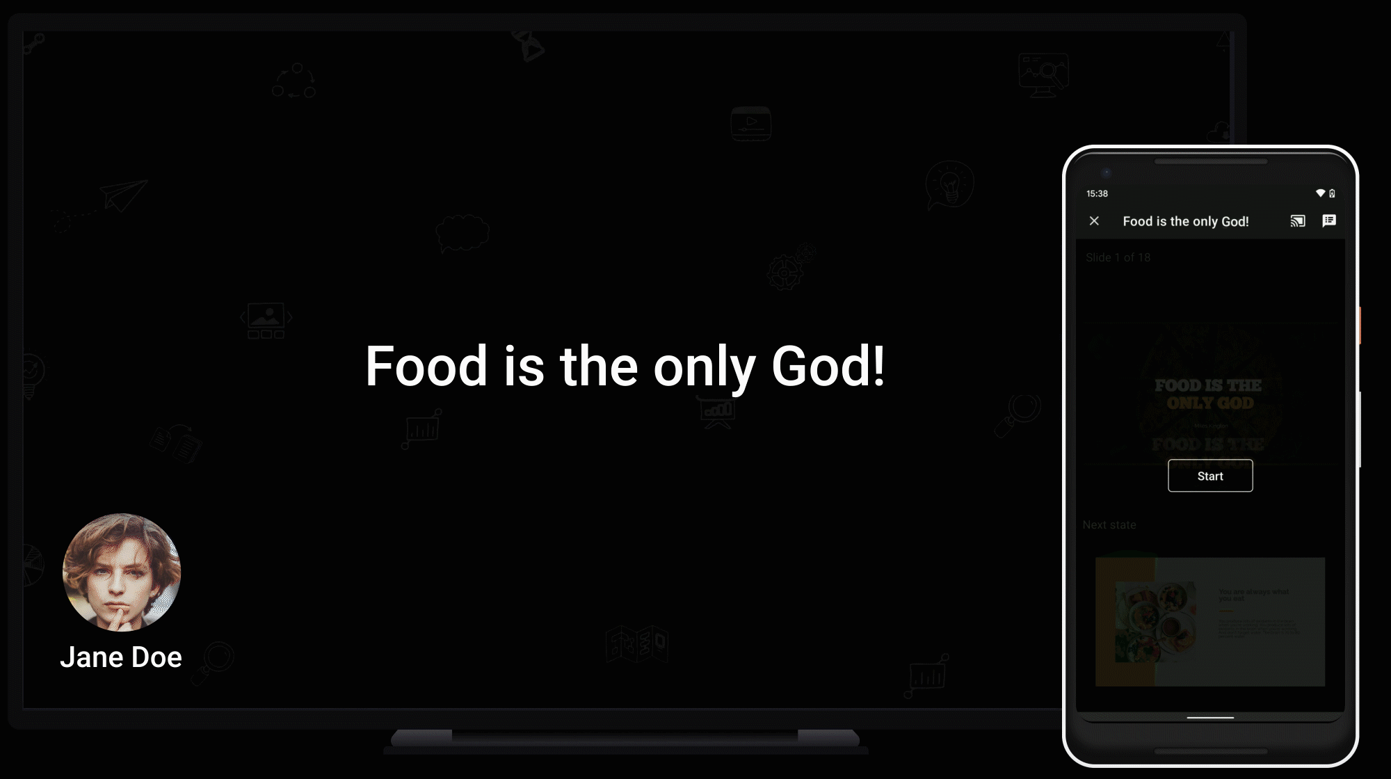 Play slides on Tv and control using smart phone