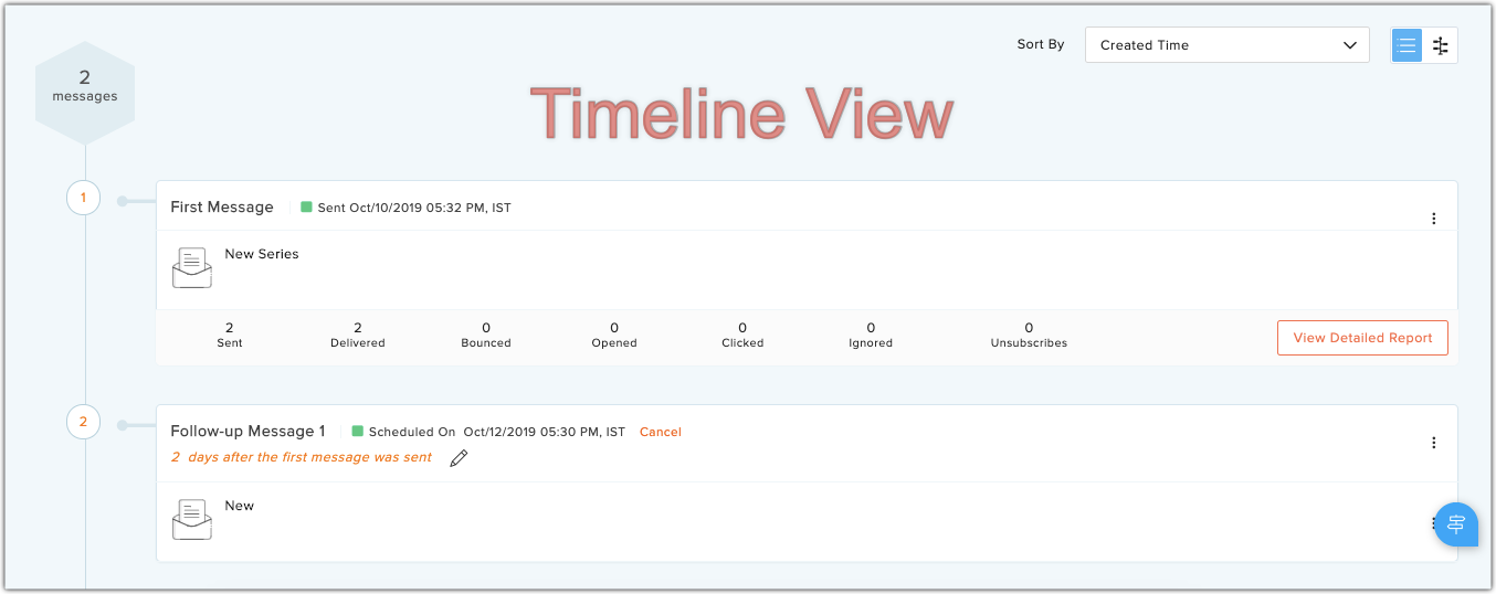 Time line view autoresponder