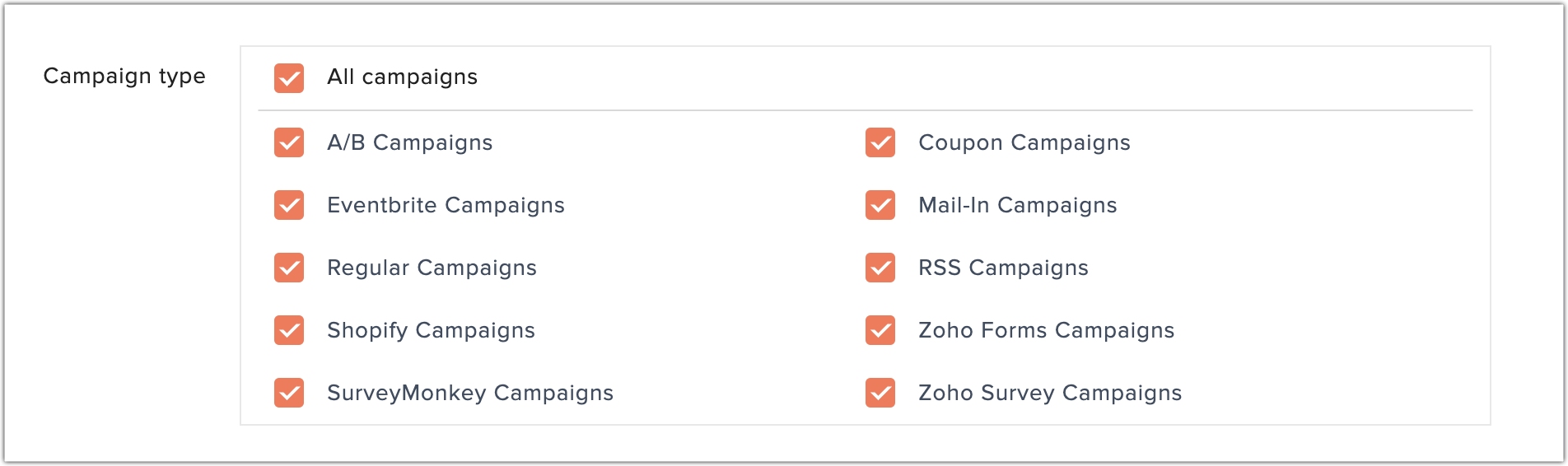 filter by campaign type