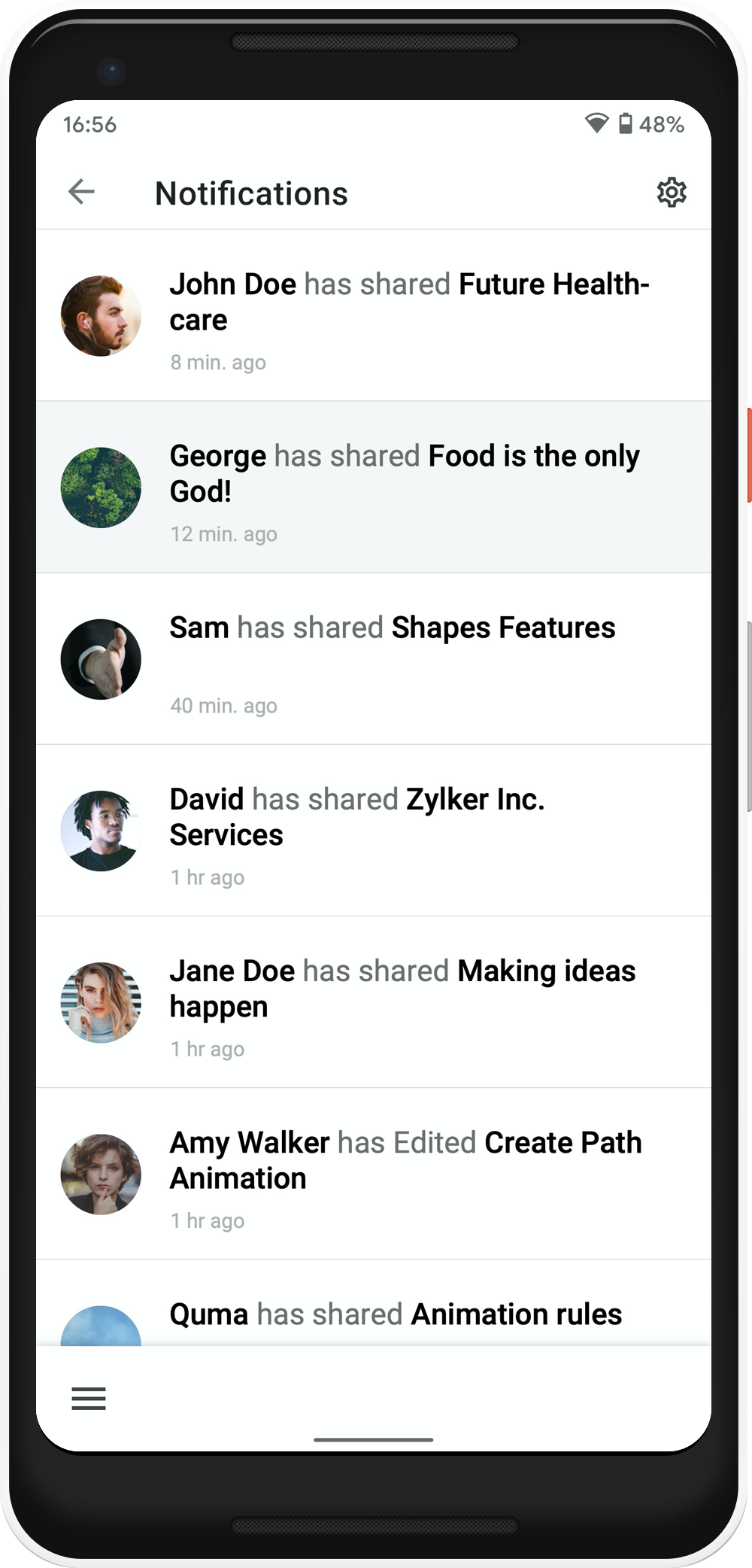 Displays all notifications 