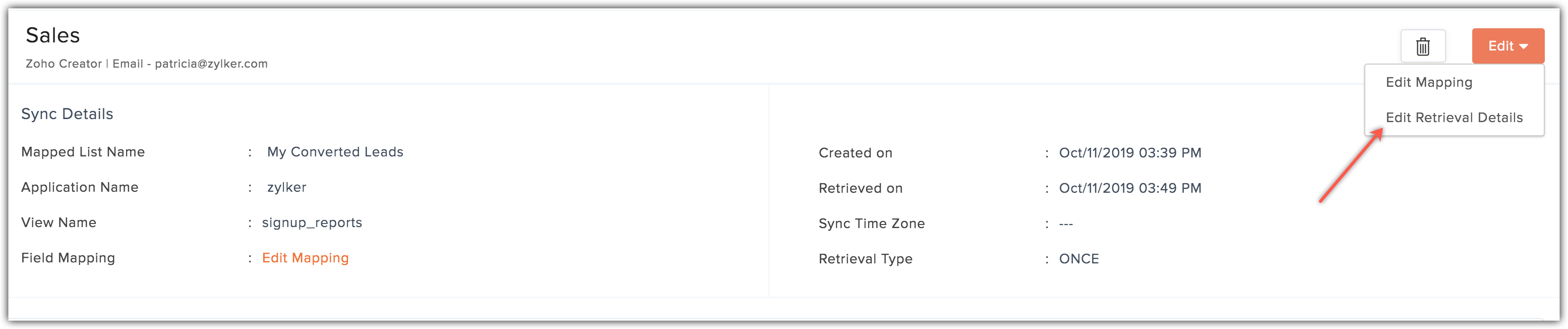 edit retrieval details