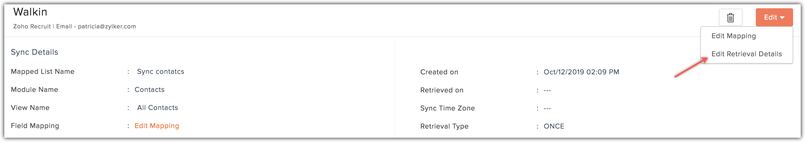 edit retrieval details