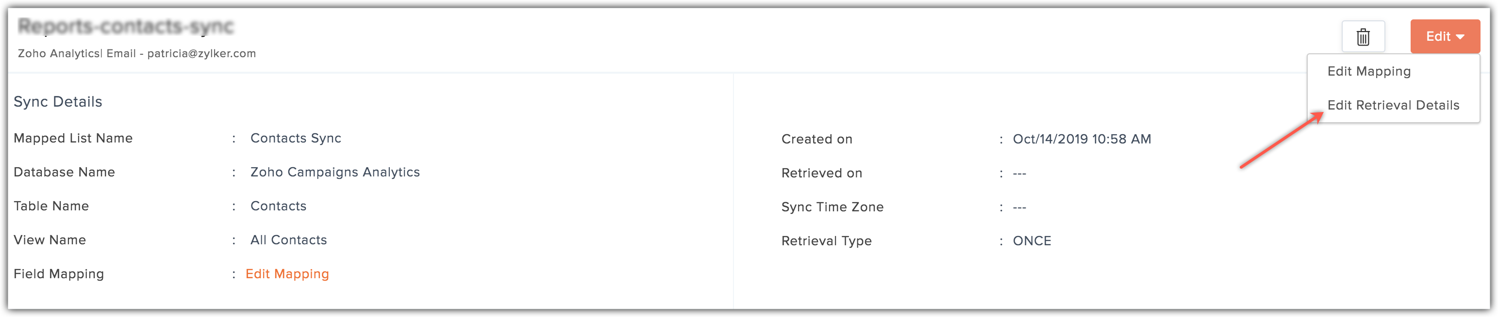 edit retrieval details