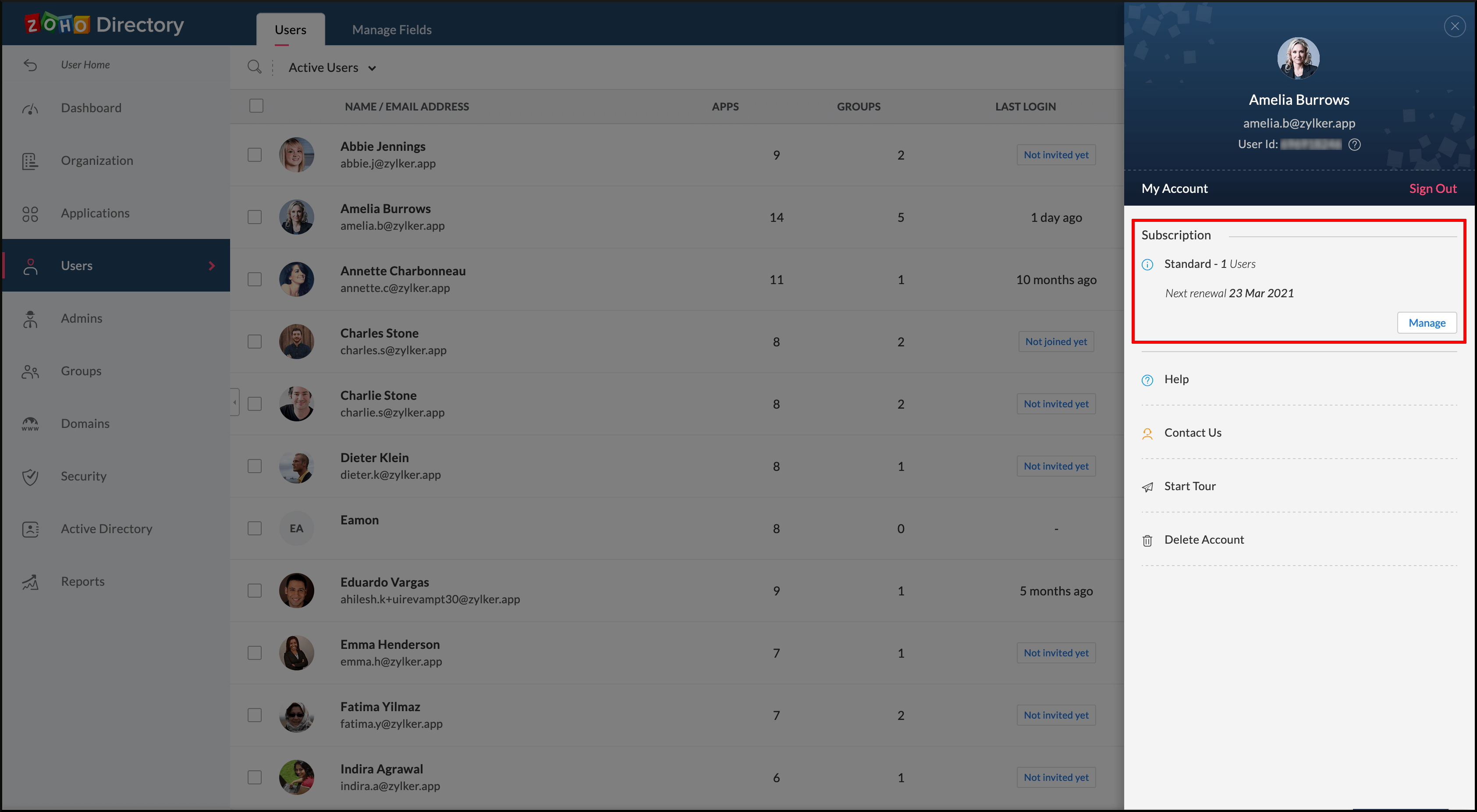The manage subscription button