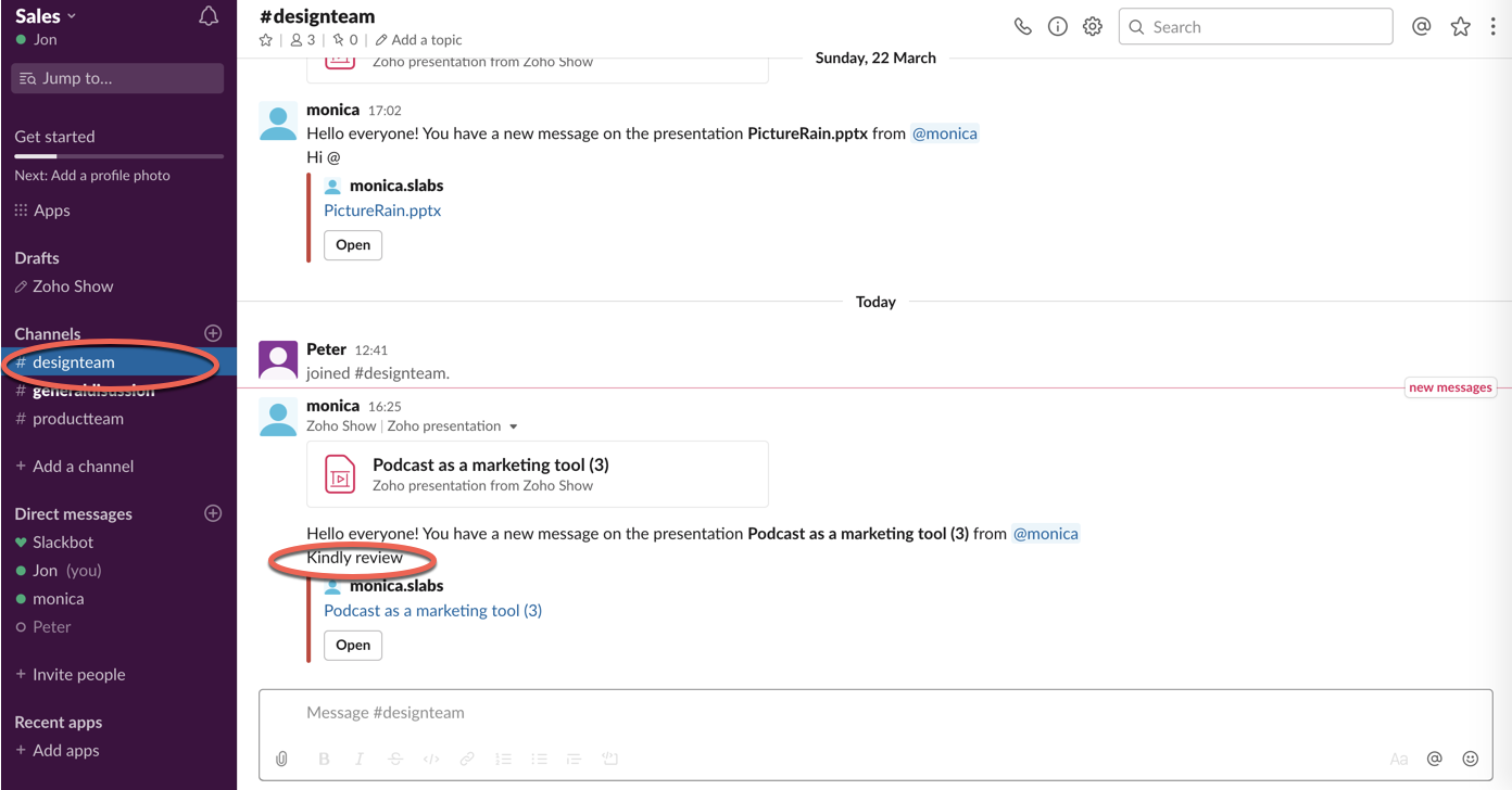 slack notification message 