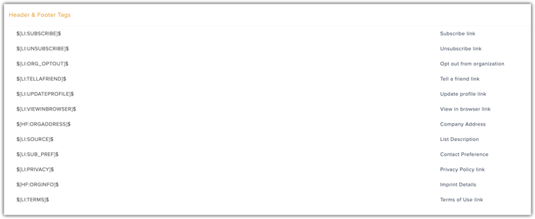header footer tag