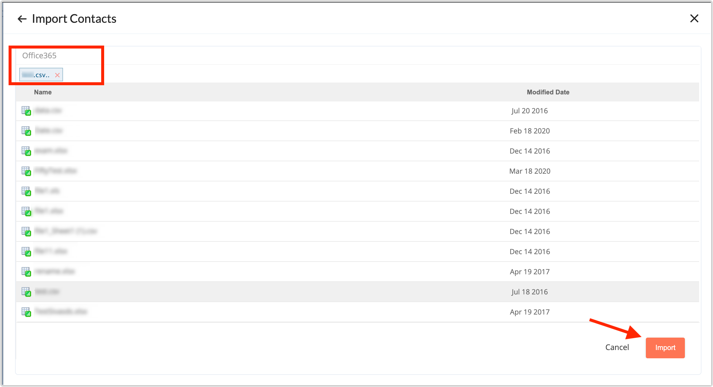 import from Onedrive 