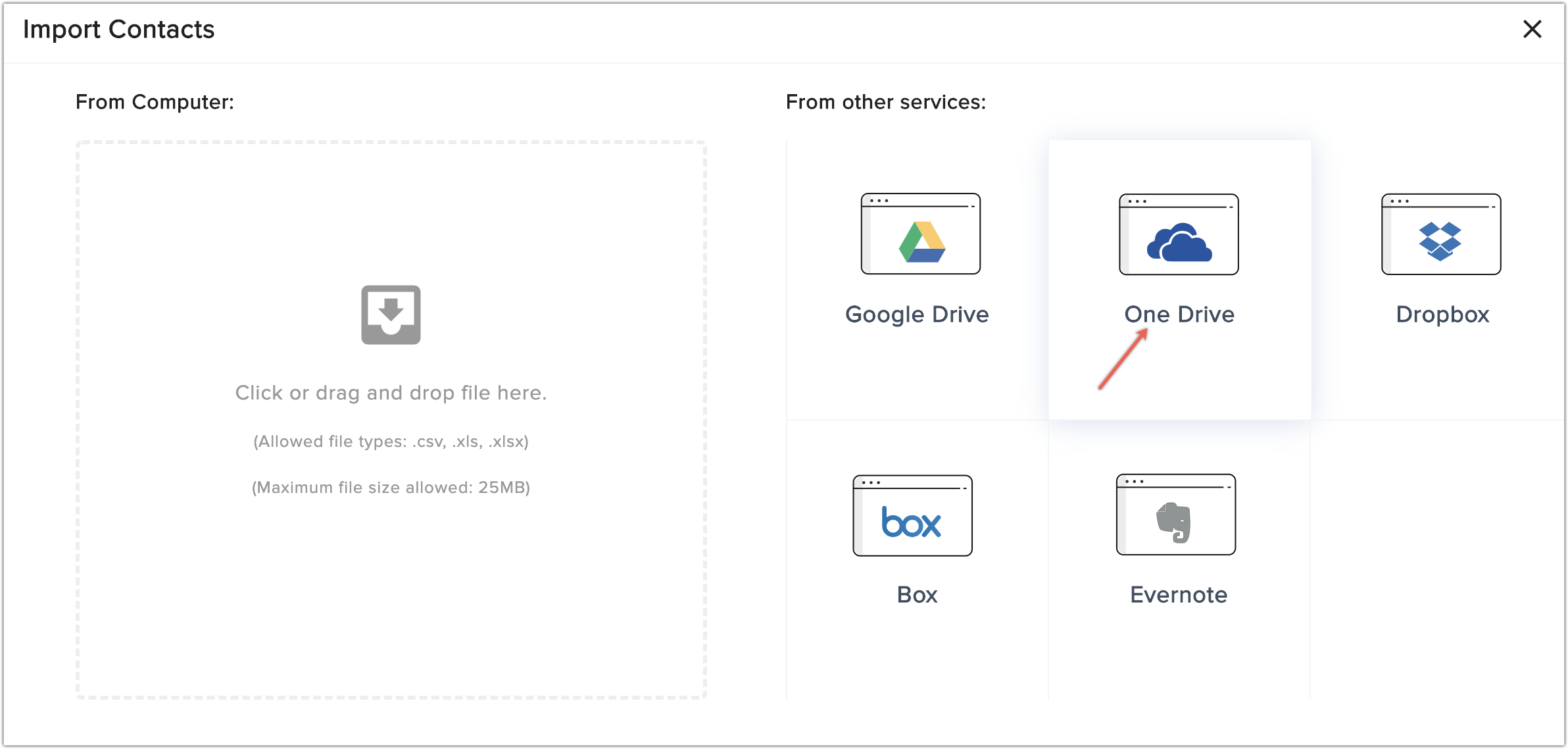 OneDriveからのインポート