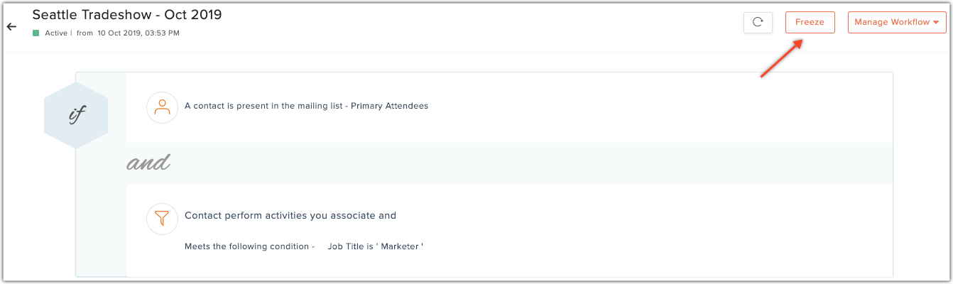 freeze custom workflow