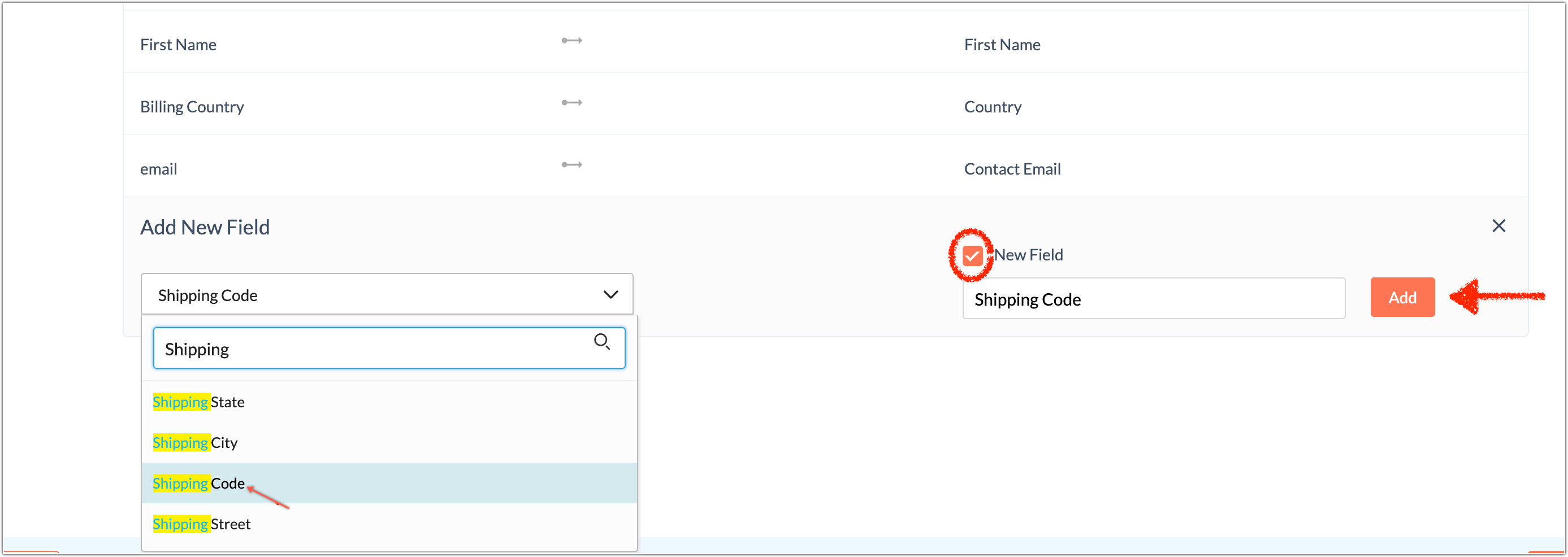 shipping code