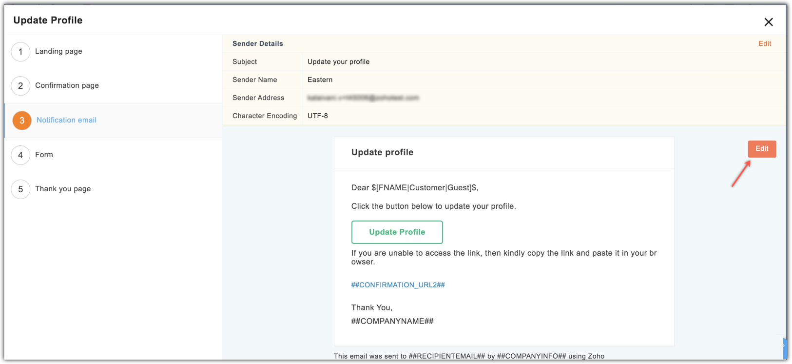 edit notification email