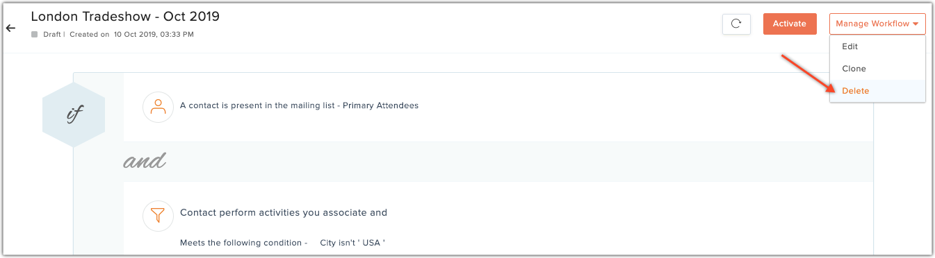 delete custom workflow