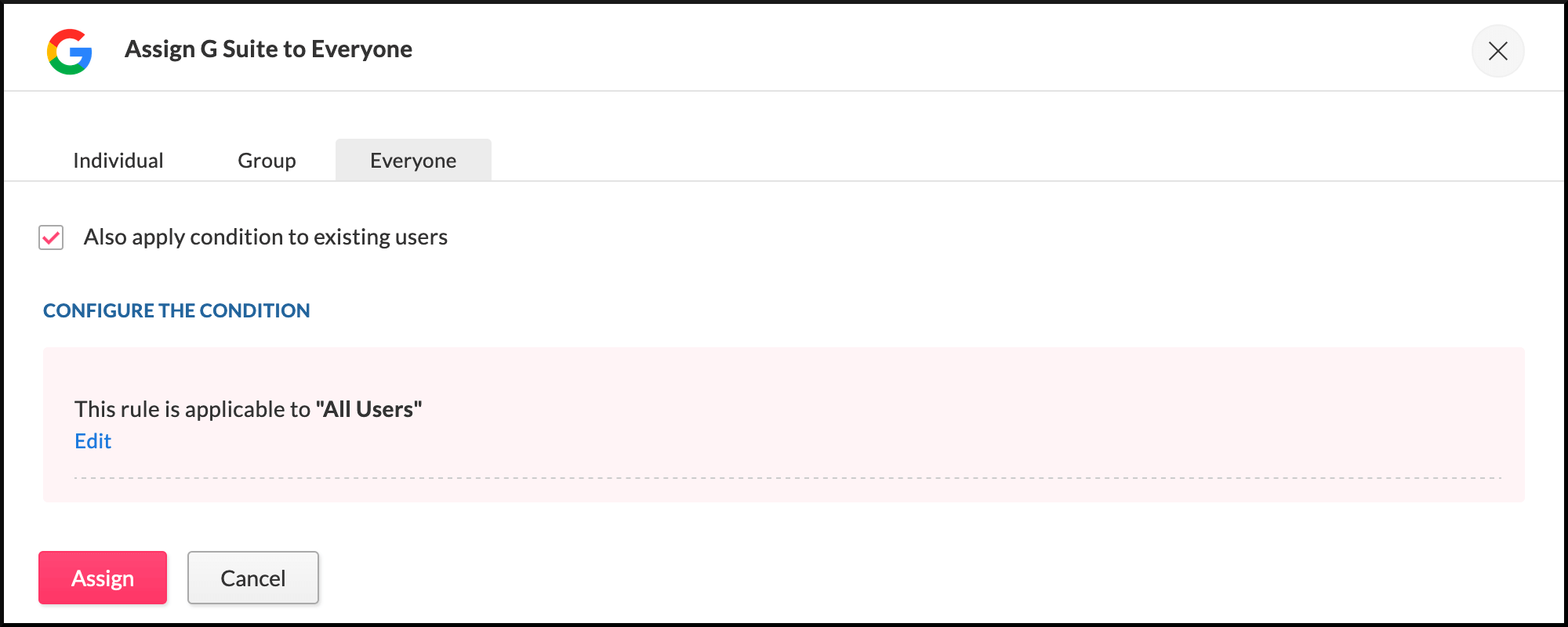 the assign-to-everyone screen