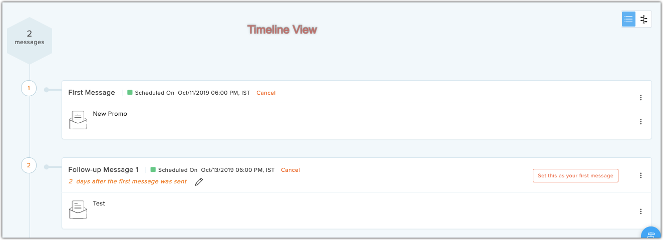 autoresponder timeline view