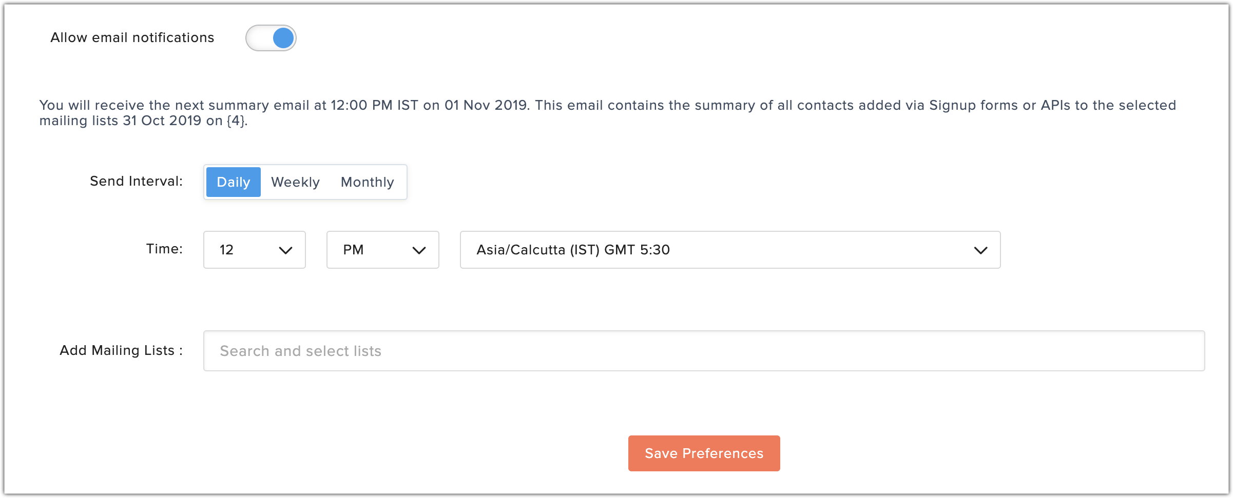 allow email notifications