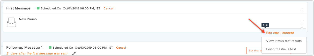 Edit autoresponder message