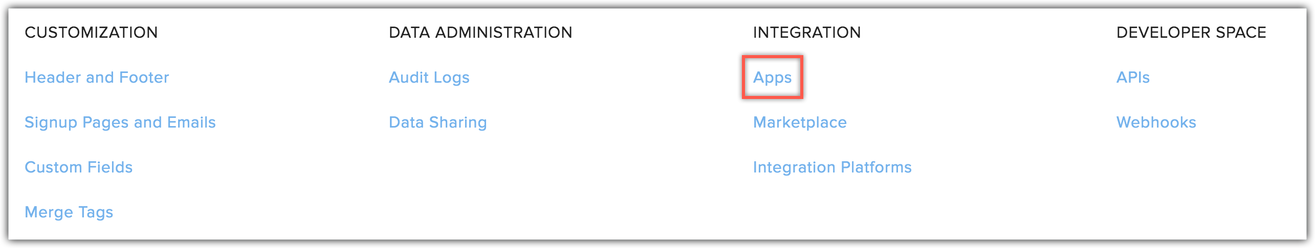 apps under integrations