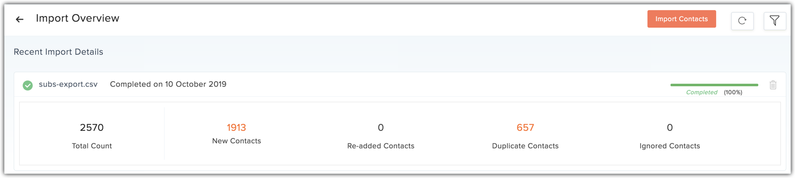 import overview screen