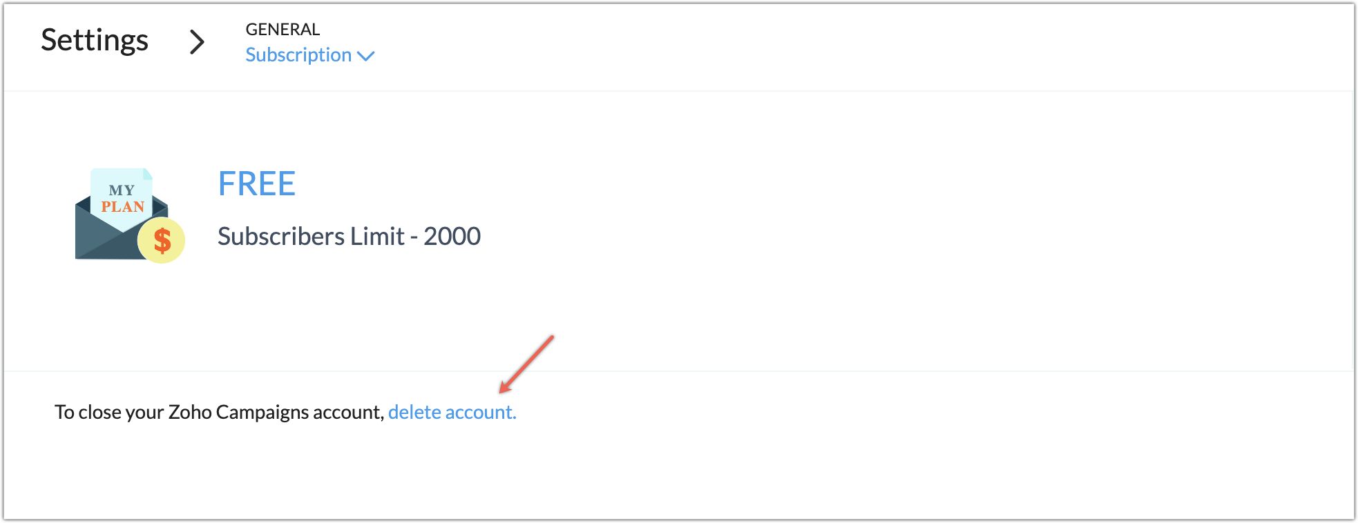 delete account link