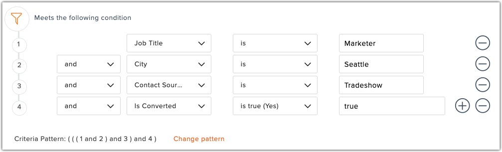 Choose criteria