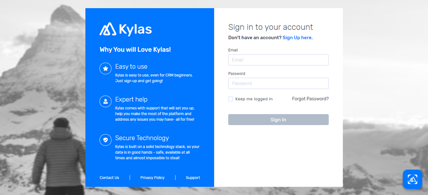 Kylas CRM Sign-In Page