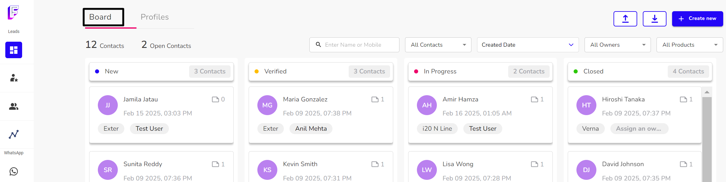 View Lead Interactions in Fivegrid
