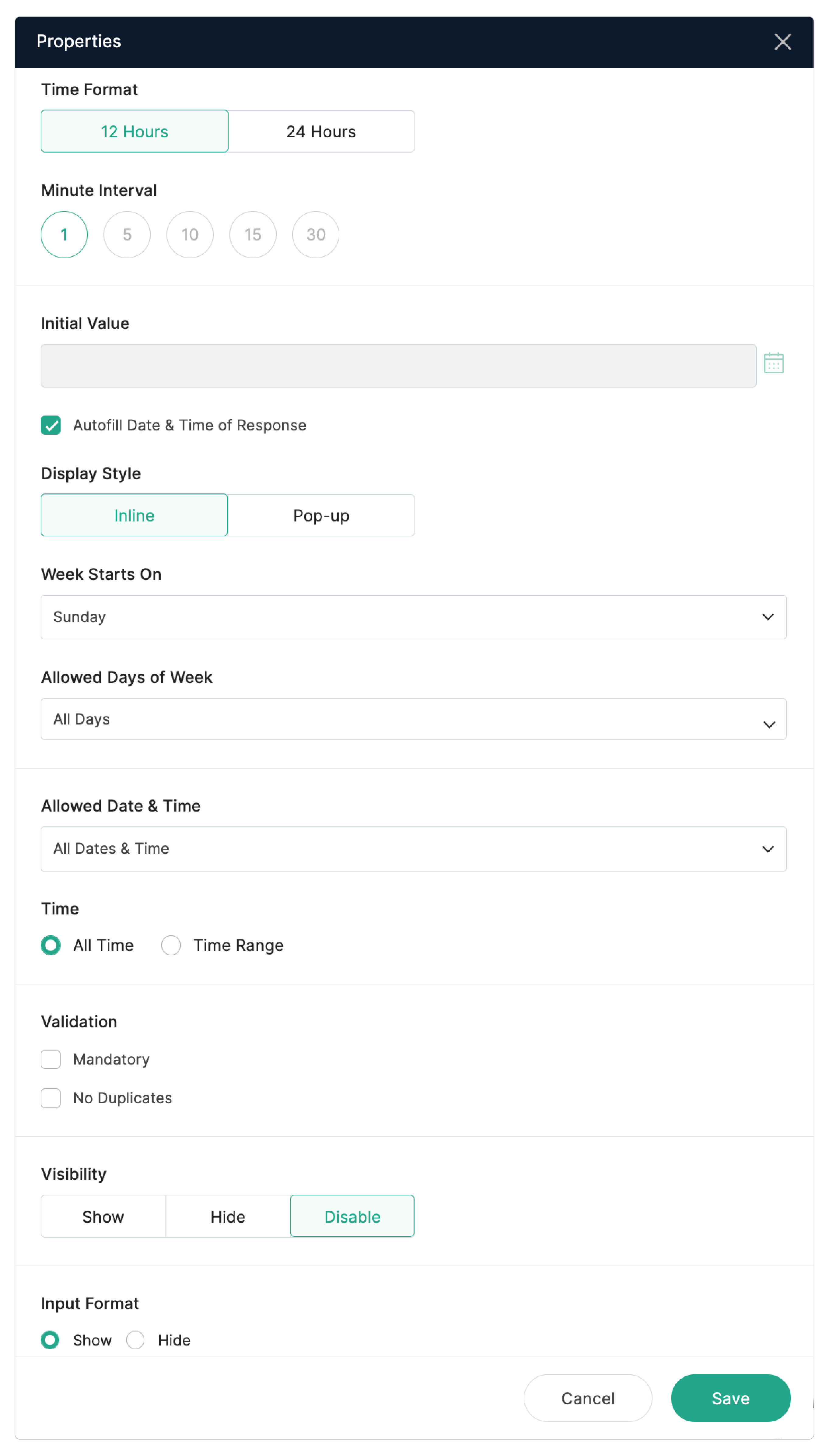 Autofill date and time