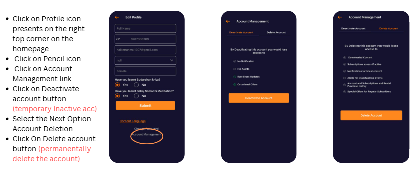 IOS - How To edit Profile, Change Password, Delete and Deactivate Account?
