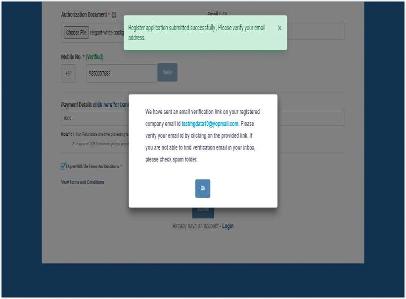 Videocon verification mail
