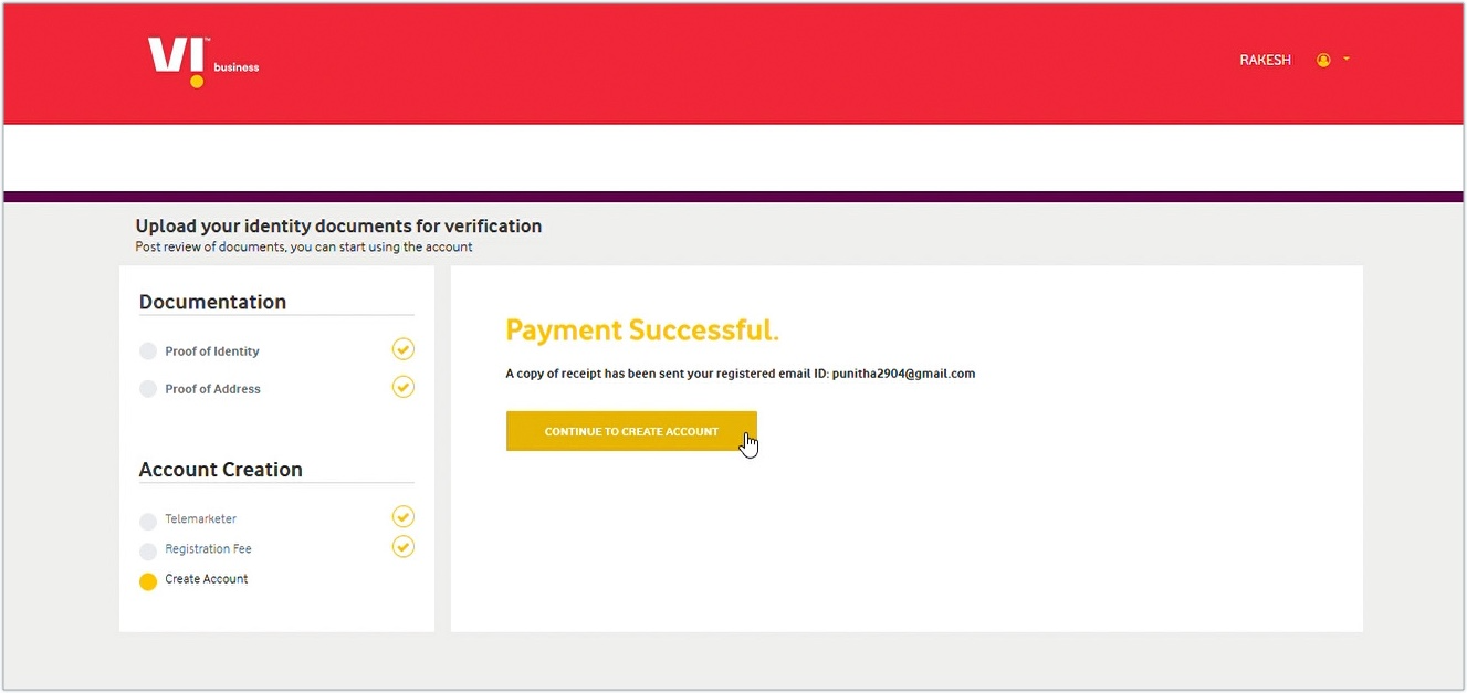 Vodafone Idea - create account