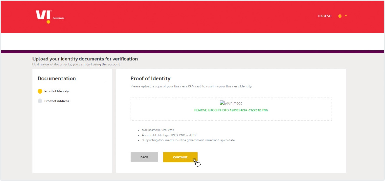 Vodafone Idea Entity registration - uploading proofs