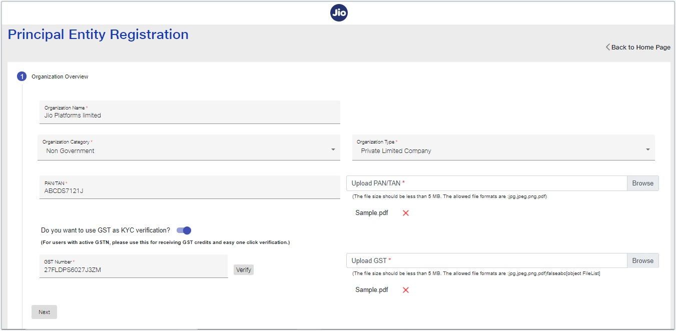 Jio organization details