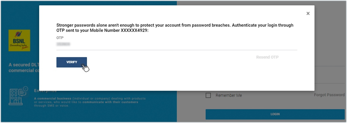 BSNL otp login