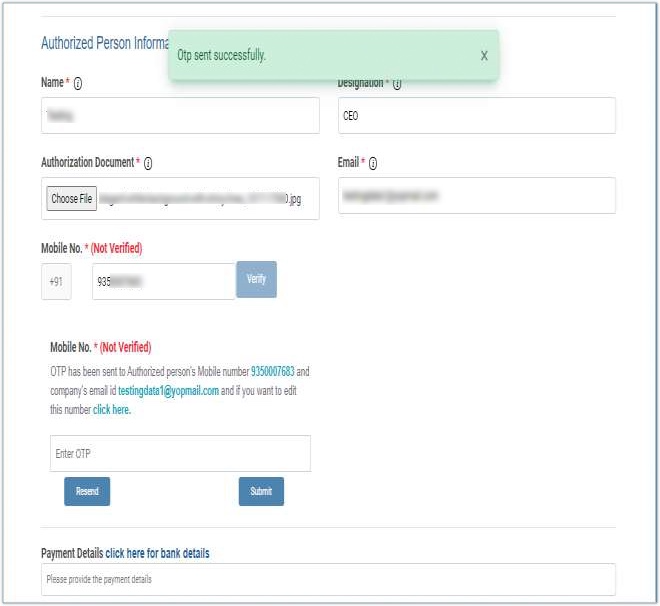 Videocon entity registration