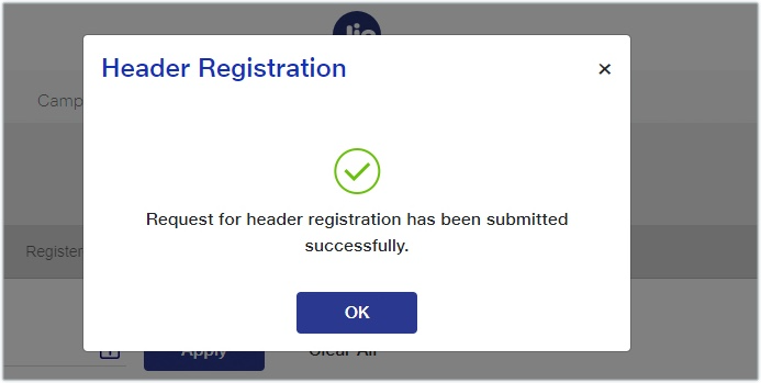 header registration success