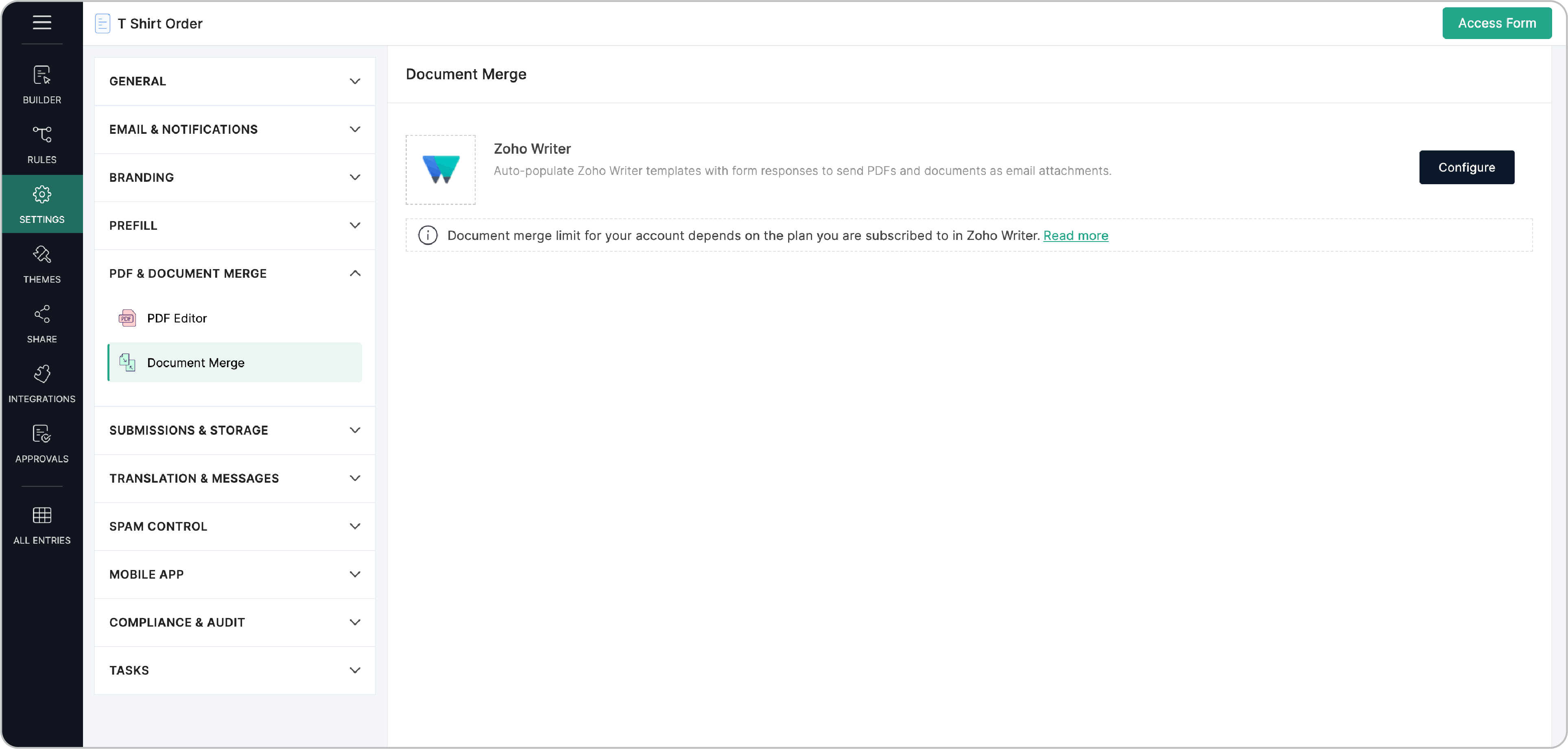 Click Document Merge