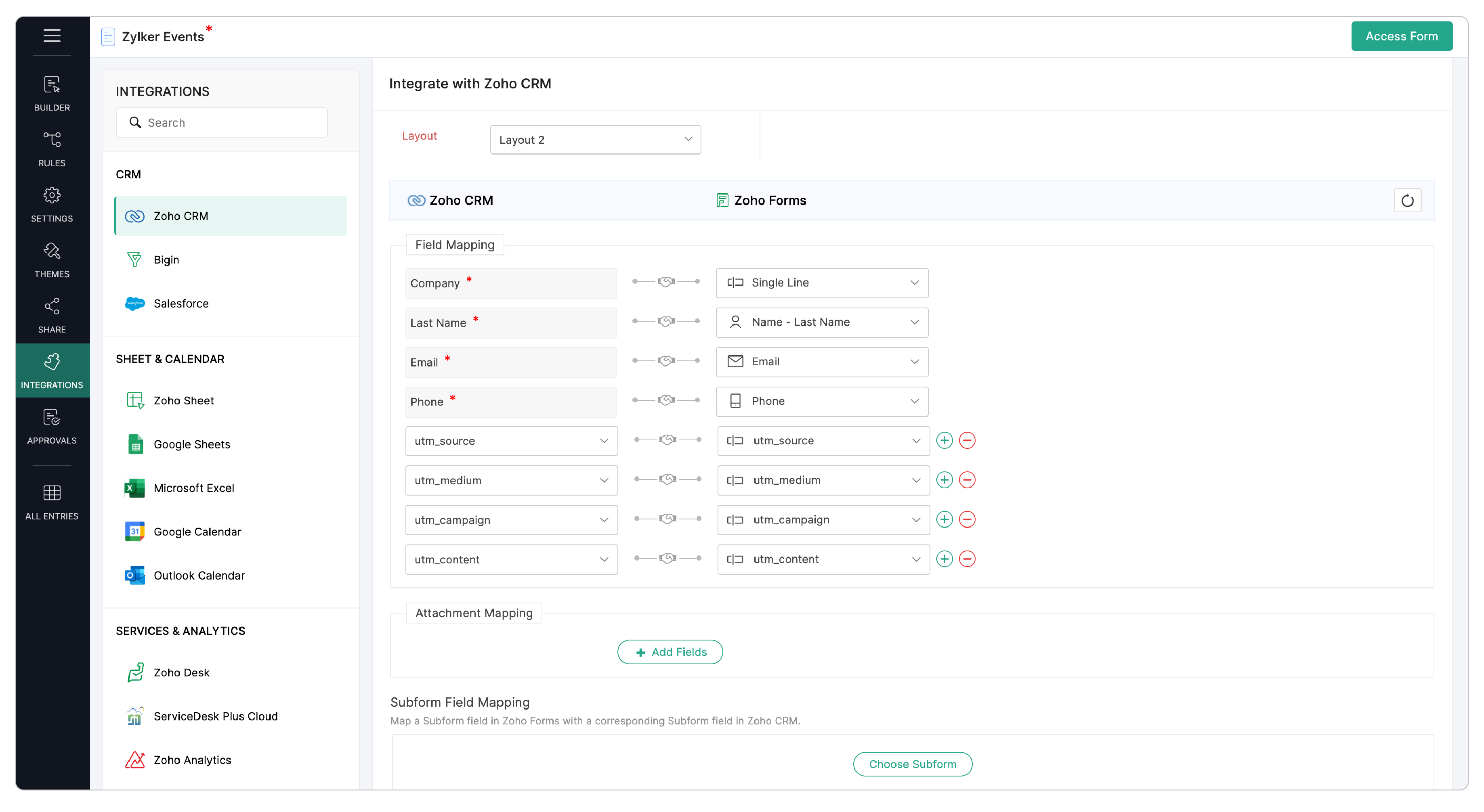 Zoho Forms- Zoho CRM integration