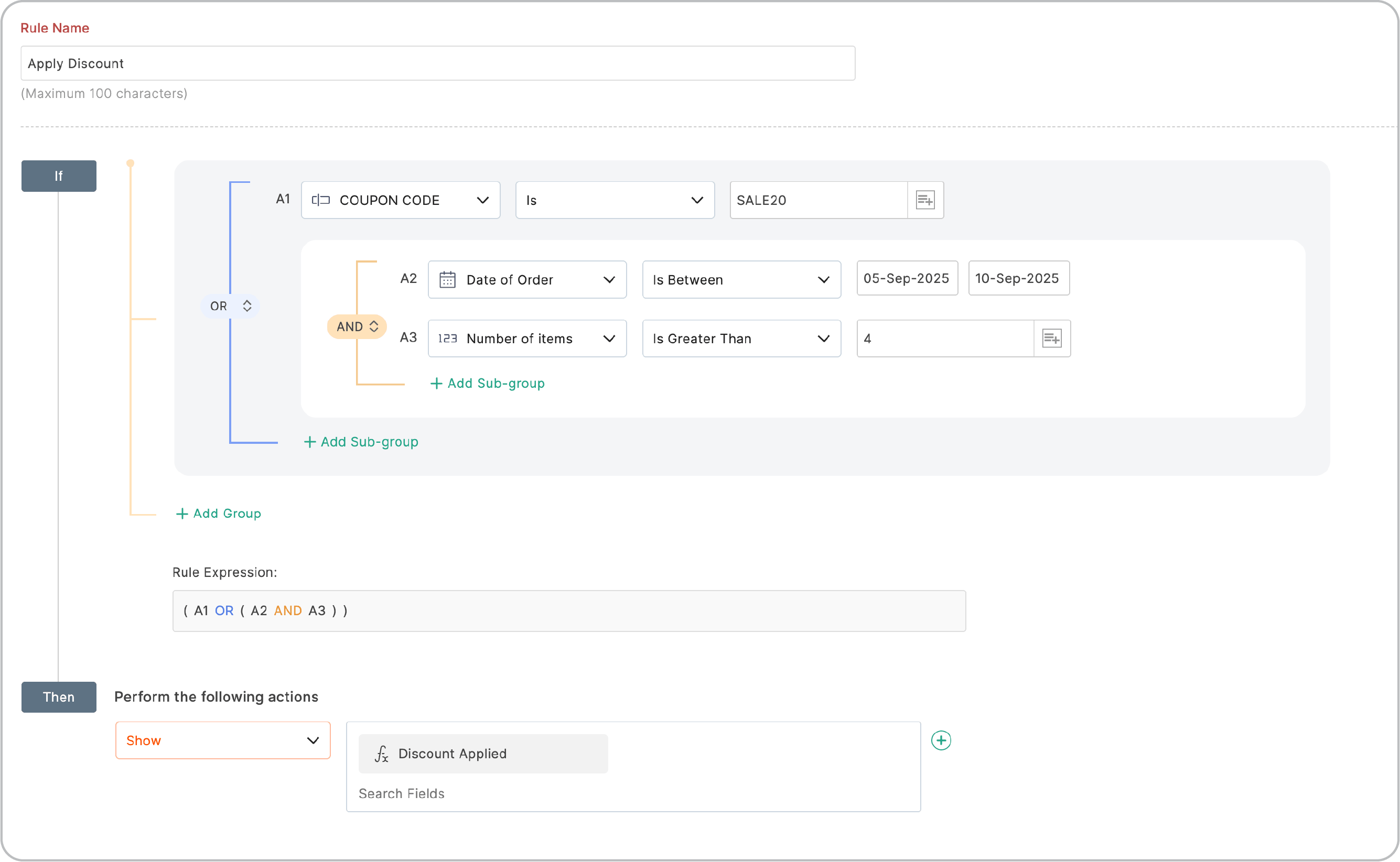 Define the Actions in the Then section