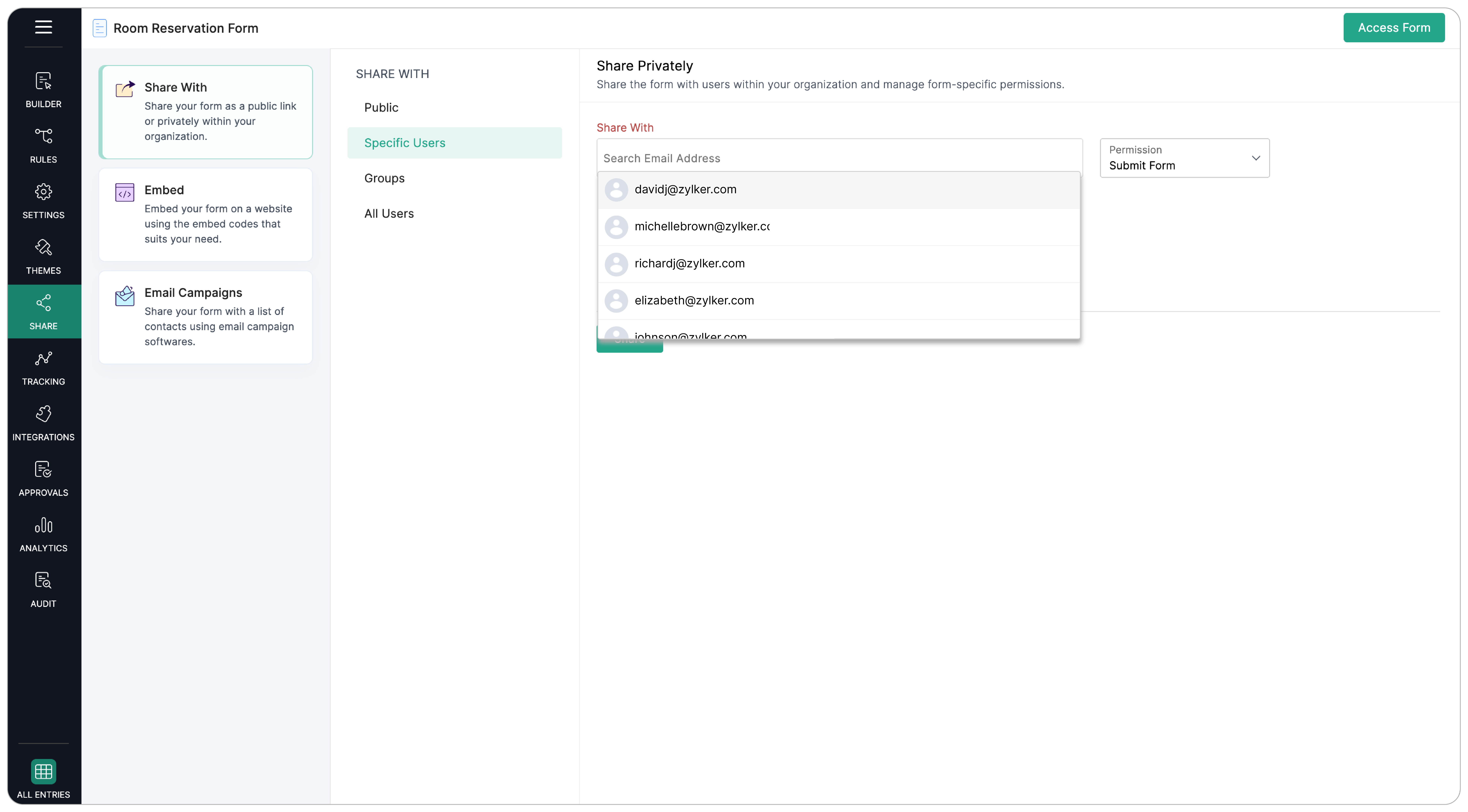 Share with specific users
