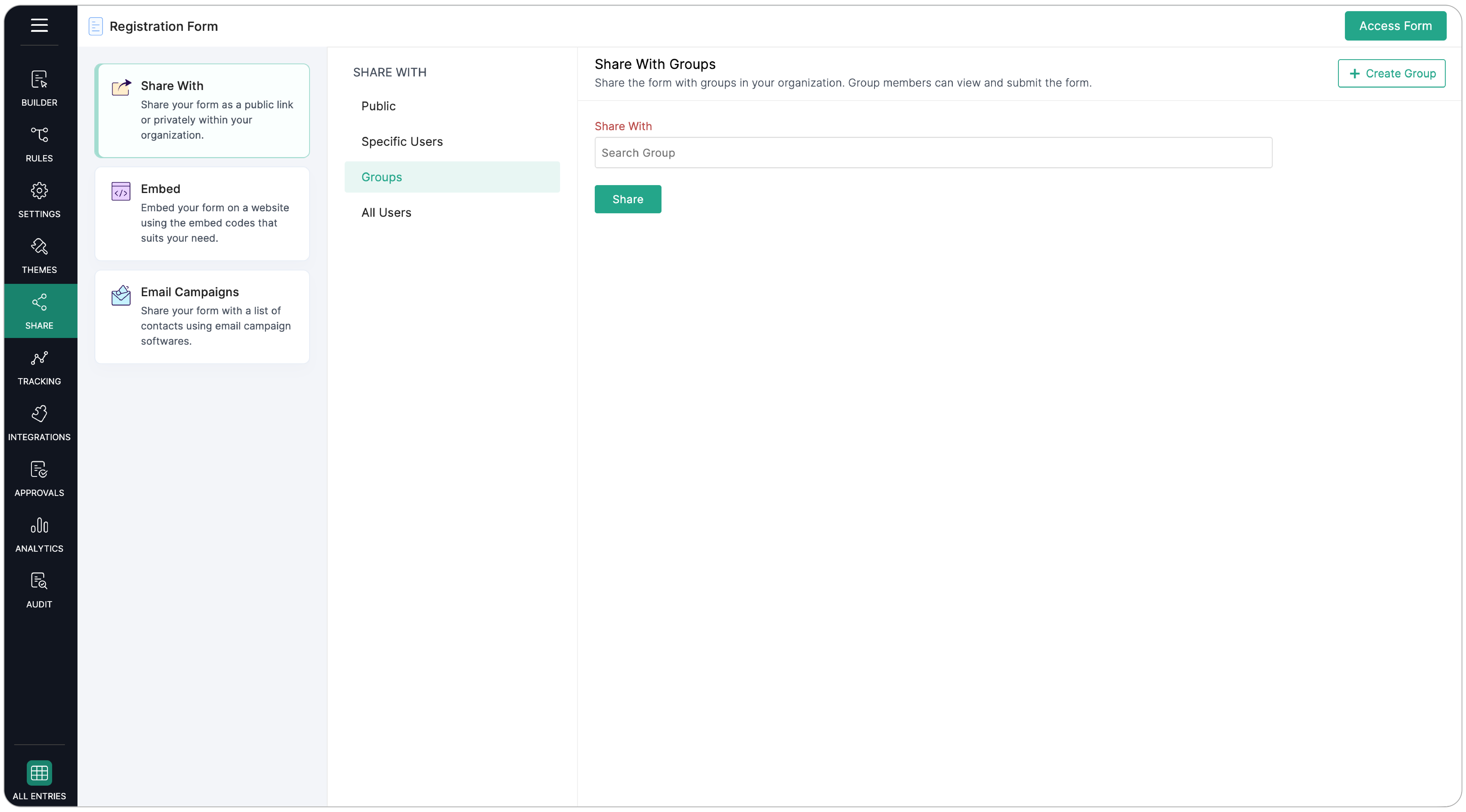 Share form with groups 