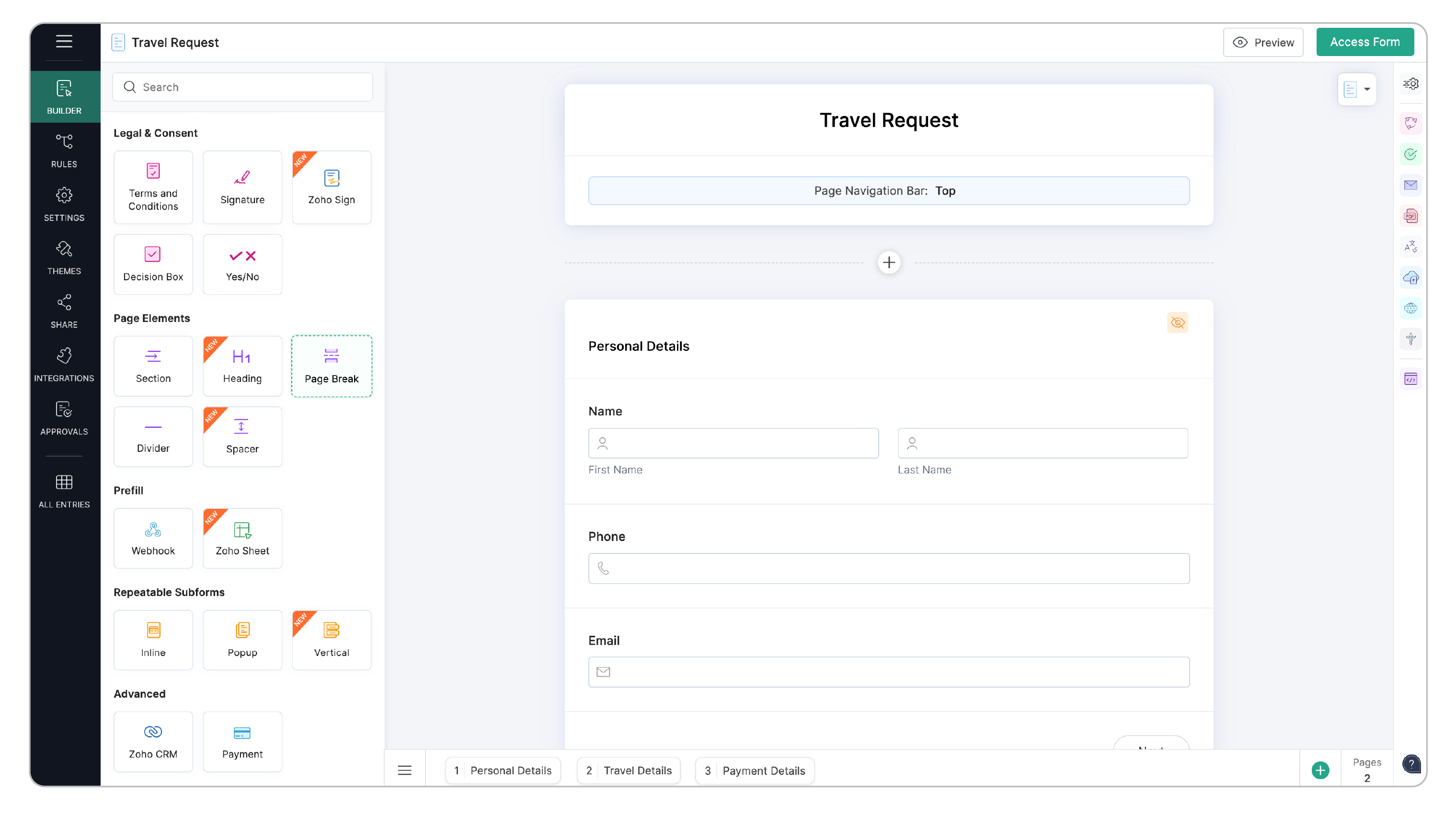 Adding Page Break field