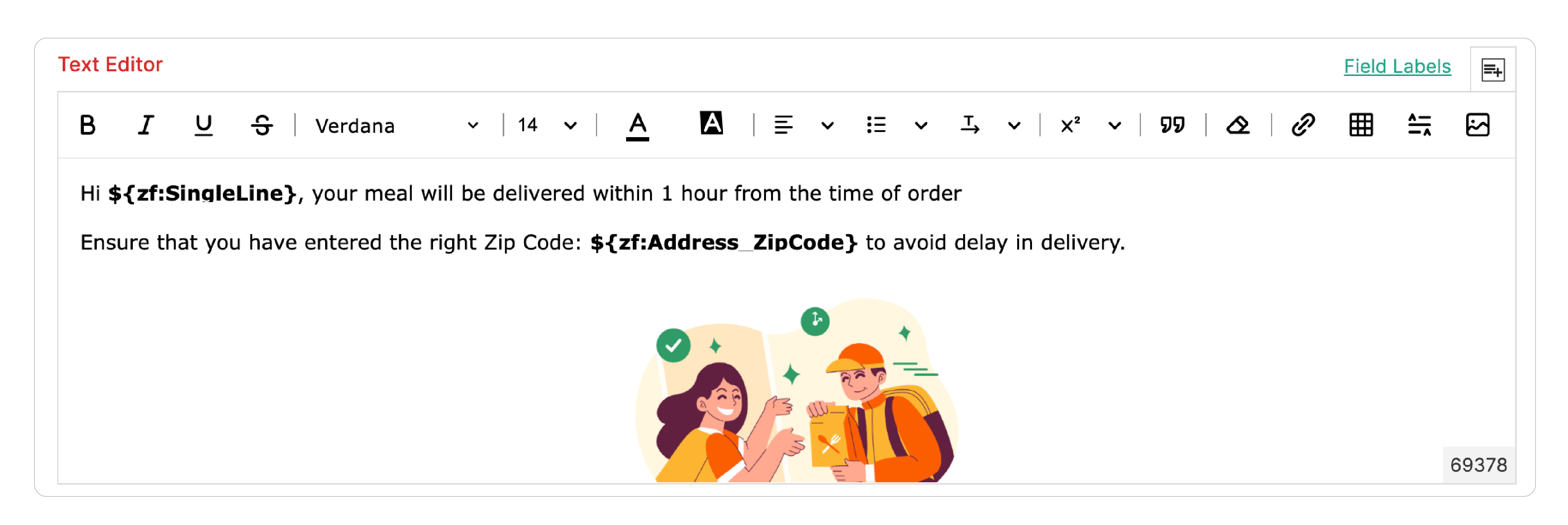 Description with merged fields