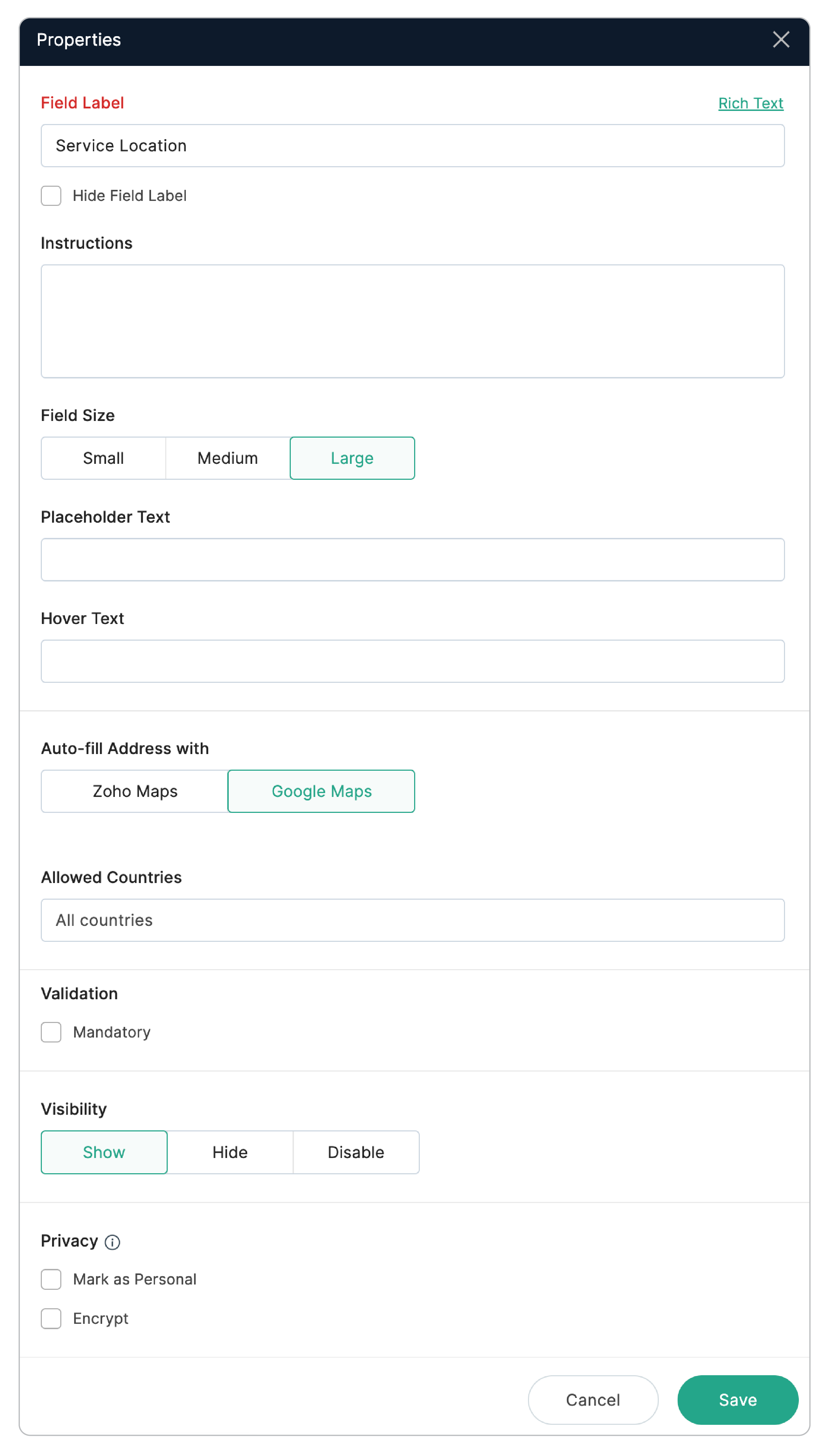 GeoComplete Properties