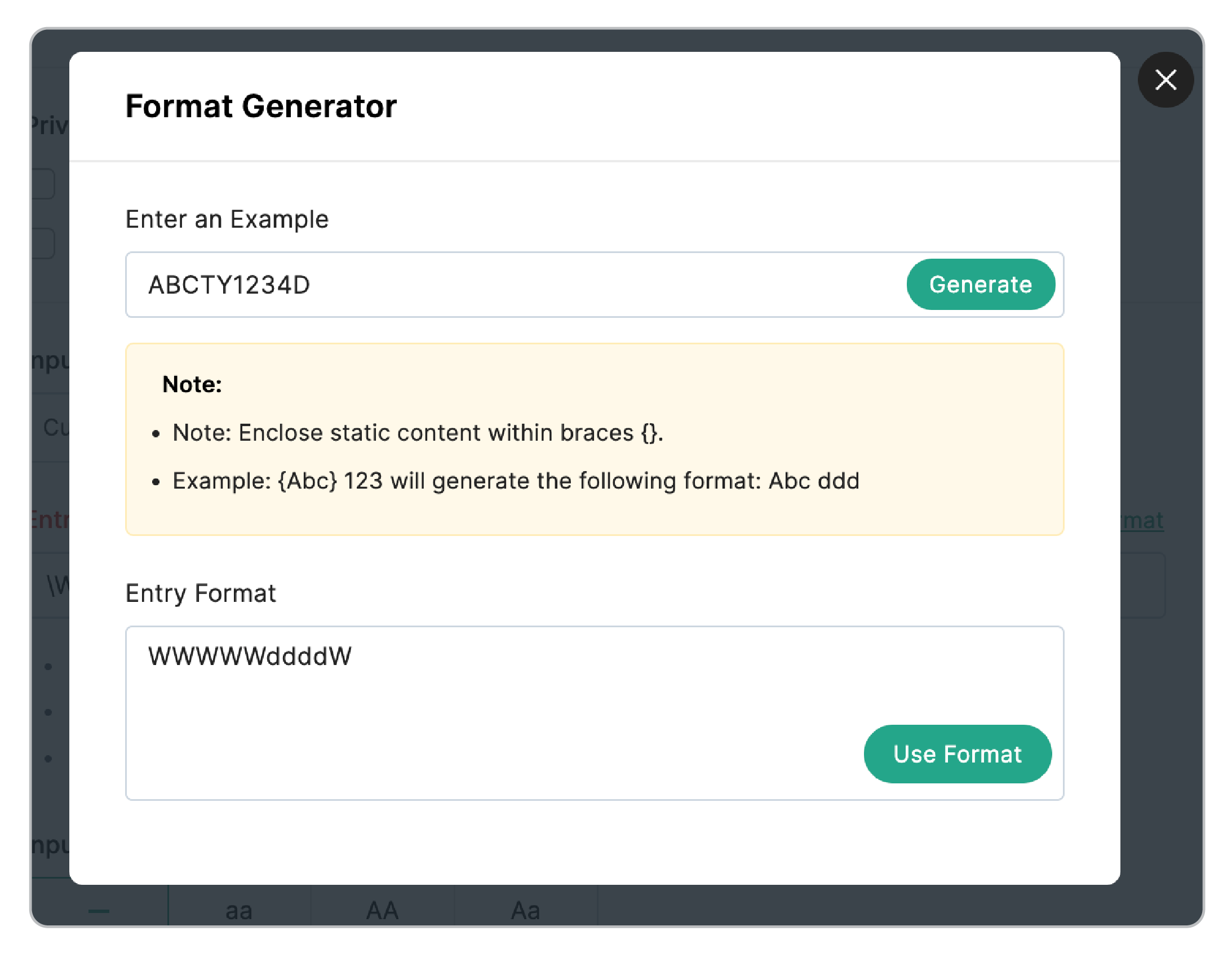 Format Generator - Example 1