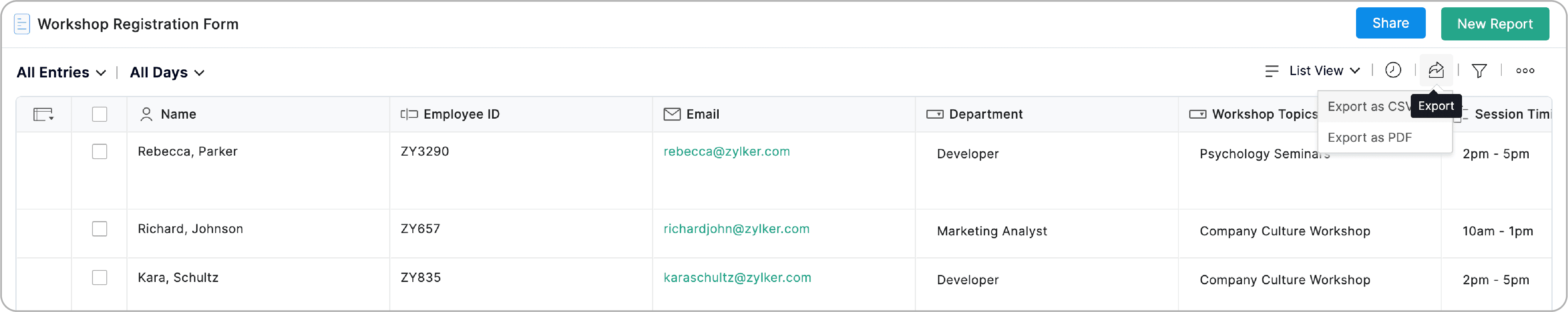 Export in bulk as CSV