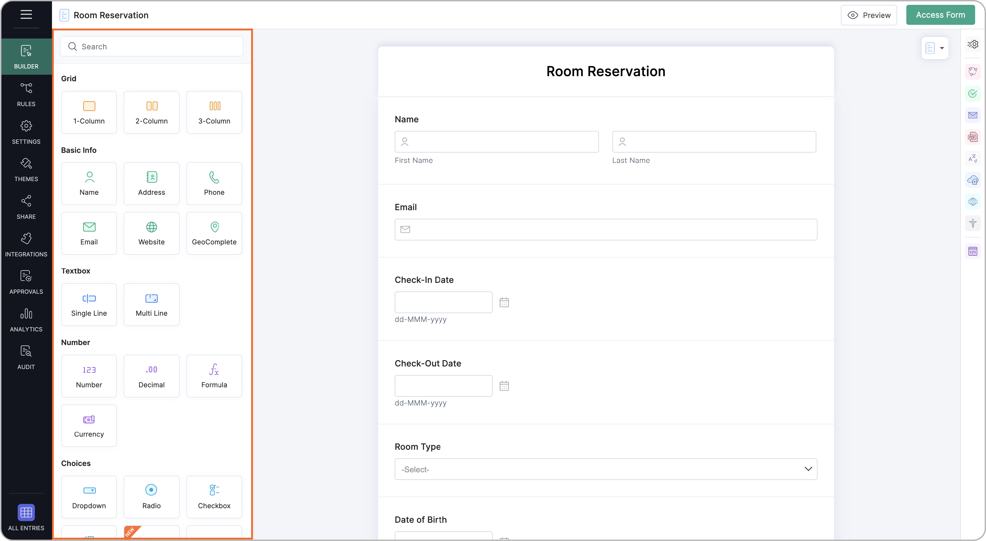 Fields in Zoho Forms